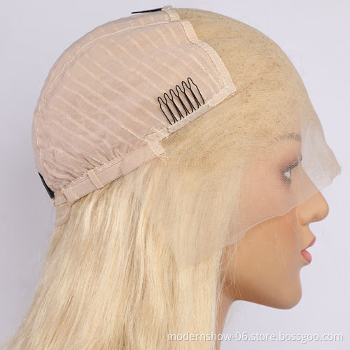 100% Virgin Human Hair Lace Front Wig Transparent 613 Brazilian Hair Swiss Lace Long Straight, Body Wave 1-2 Year Average Size